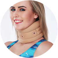 Cervical Soft Collar W/support - High Density P.U Foam 13x54x3 cm, Beige Washable Cover, Anatomical Design, Rear Velcro Closure, Rust Proof Eyelets