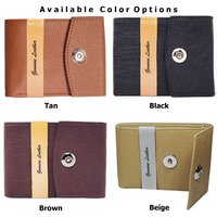 Mens Wallet PU Leather Black Tri-Fold Gents Purse