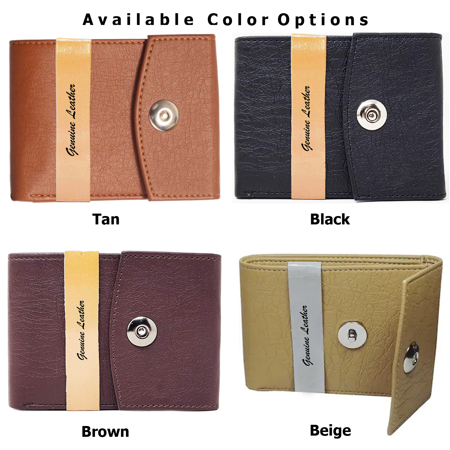 Mens Wallet PU Leather Brown Tri-Fold Gents Purse