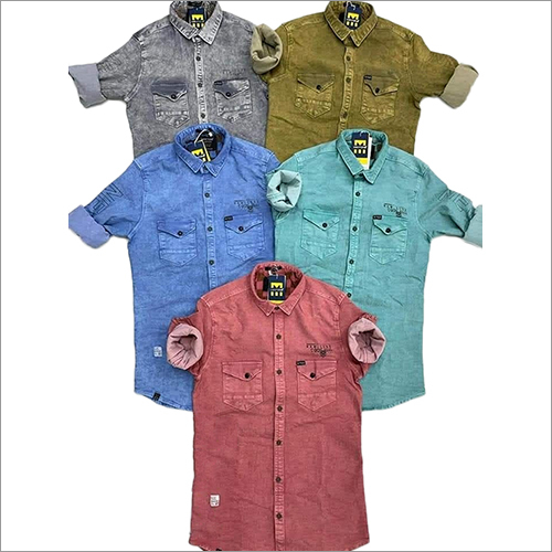Mens Multicolored Denim Shirt
