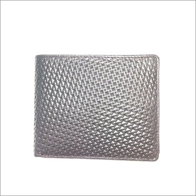 Textured Design Leather Wallet - Leather, Different Sizes Available, Silver | Bi-Fold Style, 5 Card Slots, 2 Compartments, 1 Coin Slot