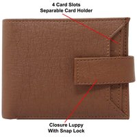Mens Wallet PU Leather Tan Bi-Fold Gents Purse