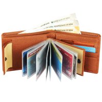 Mens Wallet PU Leather Tan Bi-Fold Gents Purse