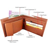 Mens Wallet PU Leather Tan Bi-Fold Gents Purse