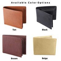 Mens Wallet PU Leather Tan Bi-Fold Gents Purse