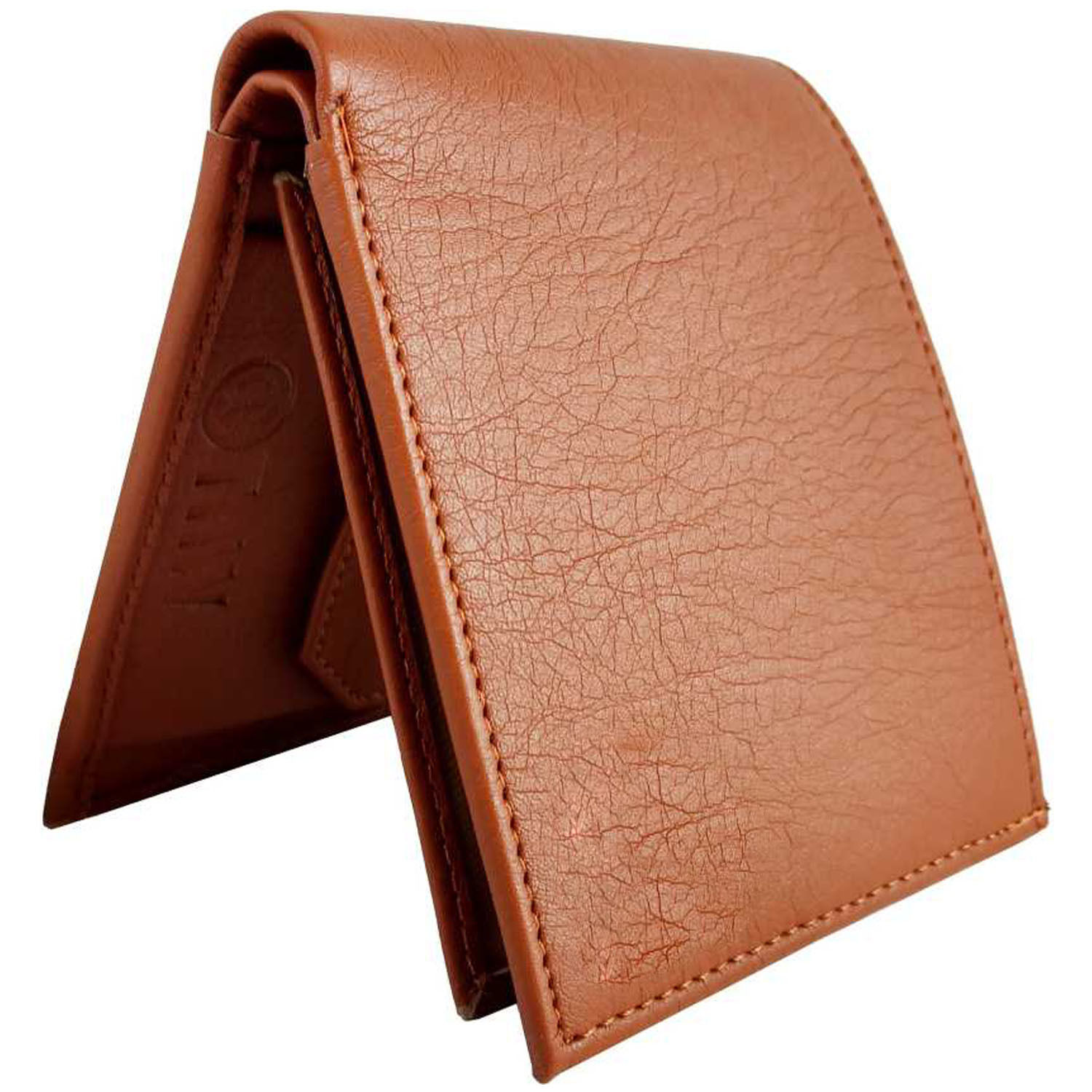 Mens Wallet PU Leather Tan Bi-Fold Gents Purse