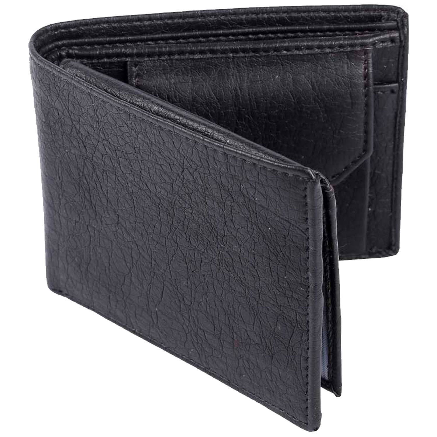 Mens Wallet PU Leather Black Bi-Fold Gents Purse