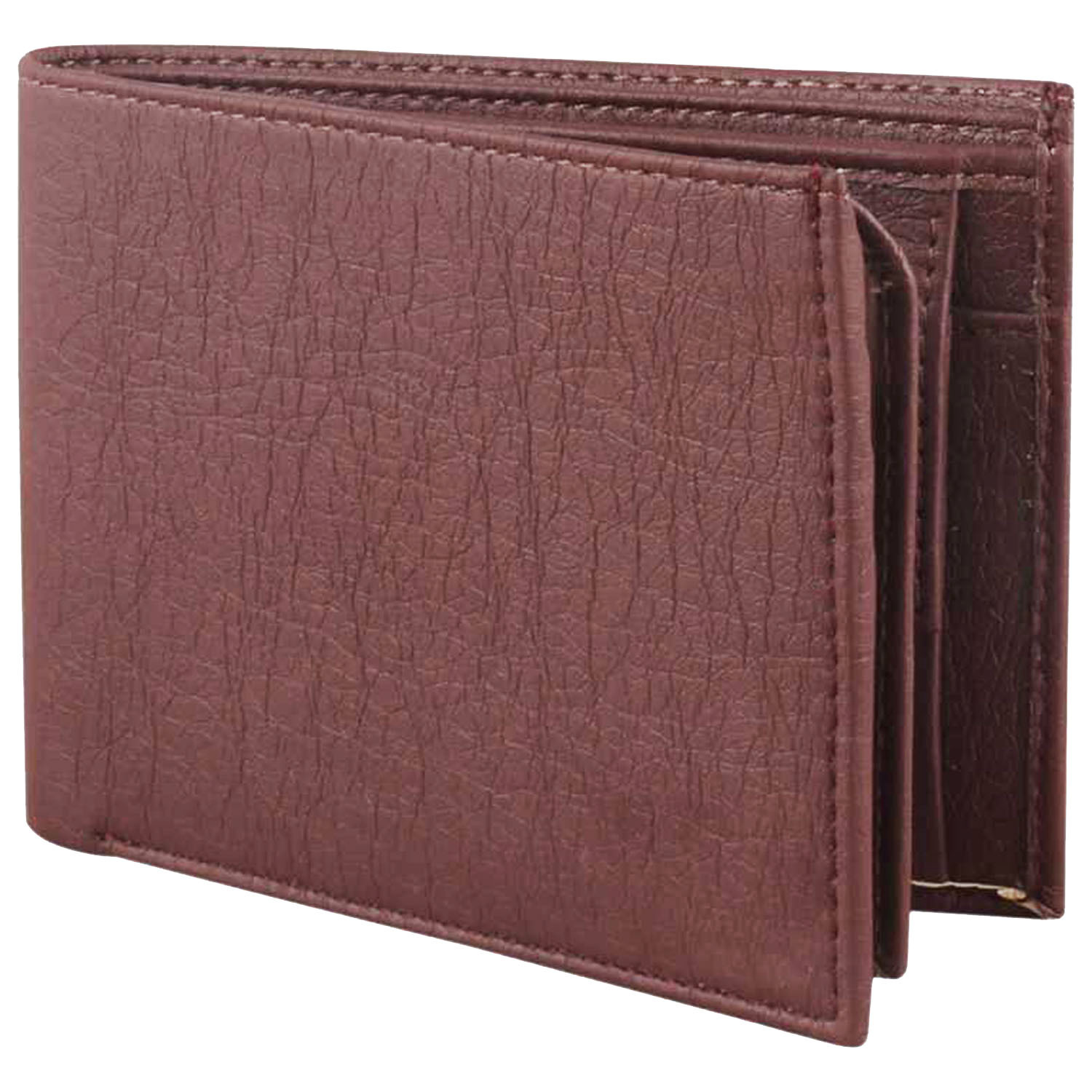 Mens Wallet PU Leather Brown Bi-Fold Gents Purse