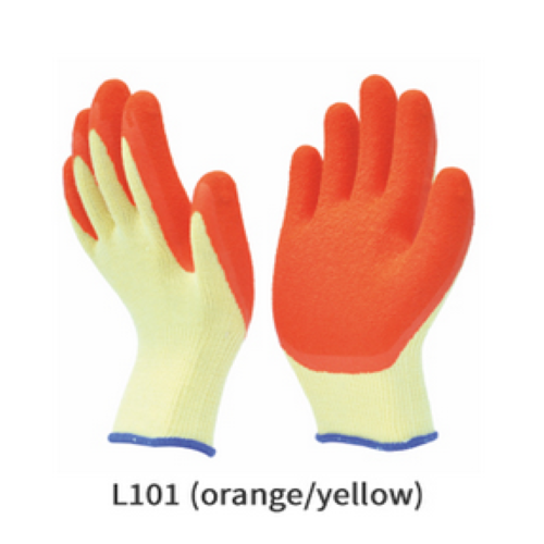 Red  Yellow  Blue Latex Coated Gloves