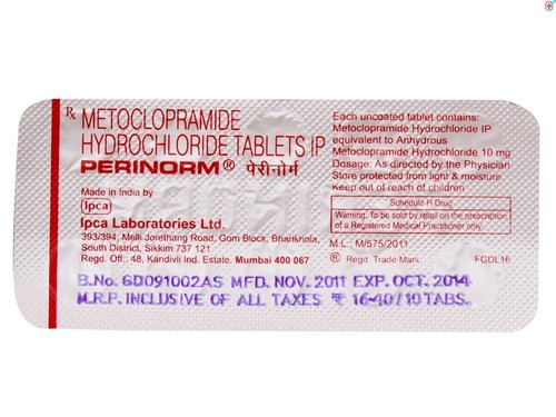 Metoclopramide Hydrochloride Tablets I.P. 10 mg (Perinorm)
