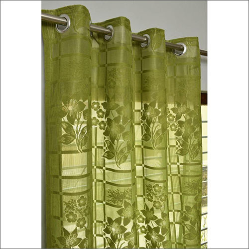 Polyester Green Colored Printed Window Curtain