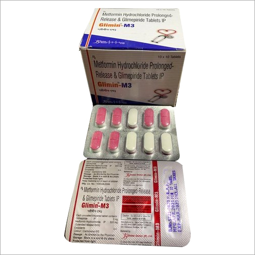 Glimin-M3 Metformin Hydrochloride Prolonged Release And Glimepiride Tablets Ip General Medicines