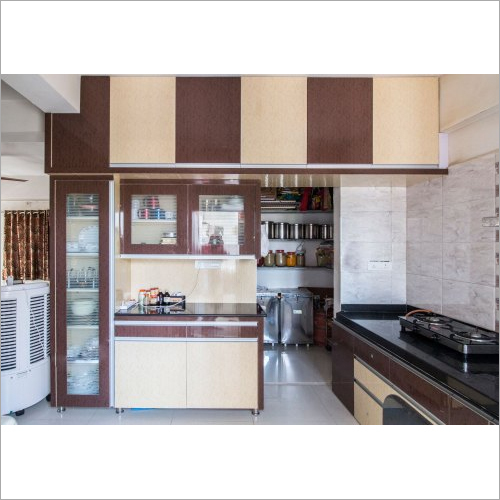 Brown Designer Modular Kitchen Cabinet