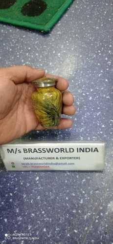 ALUMINIUM YELLOW AND GREEN KEEPSAKE CREMATION URN