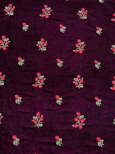 Embroidery Velvet Fabric - Velvet Material, Custom Length, Various Colors | Embroidered Texture, Multi-Thread Work, Washable, Exceptionally Soft