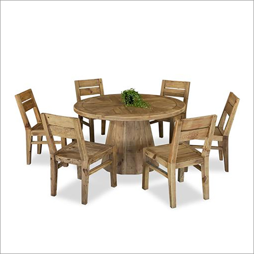 Brown Wooden Round Table With 6 Chair