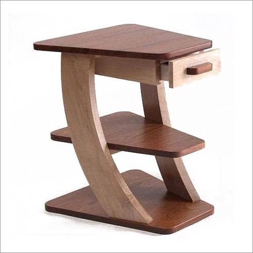 Brown Wooden 3 Tier Wedge End Table