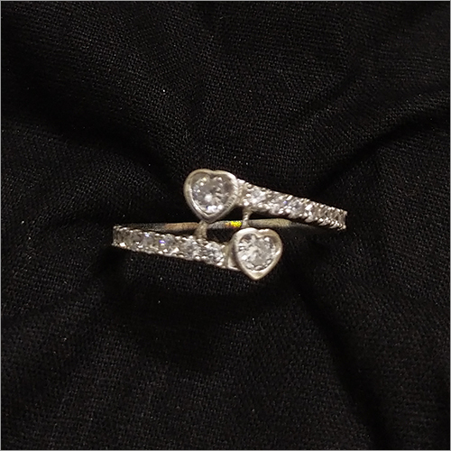 Ladies Finger Ring With Double Heart