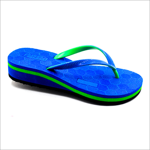 4x8 Ladies Flat Heel Flip Flop Blue Green Slippers