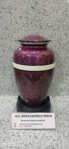 ALUMINIUM PURPLE CREMATION URN WITH WHITE BAND FUNERAL SUPPLIES