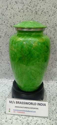 Aluminium Light Green Colour Cremation Urn