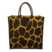PP Laminated Giraffe Print Jute Shopping Bag