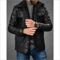 Lindsey Street Customized Mens Black Sherpa Leather Jacket