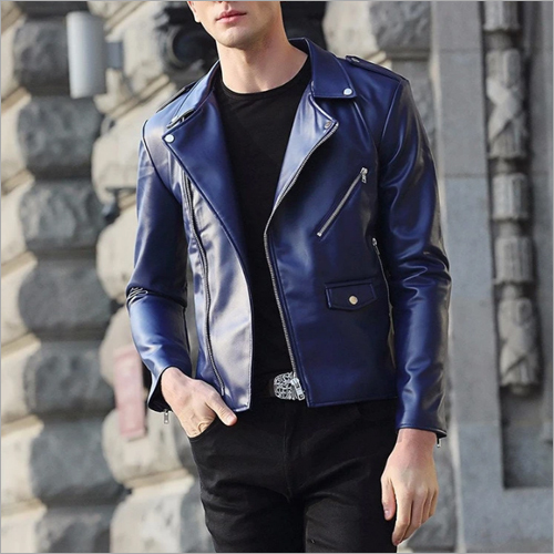 Premium Quality Soft Lambskin Blue Leather Jacket For Mens