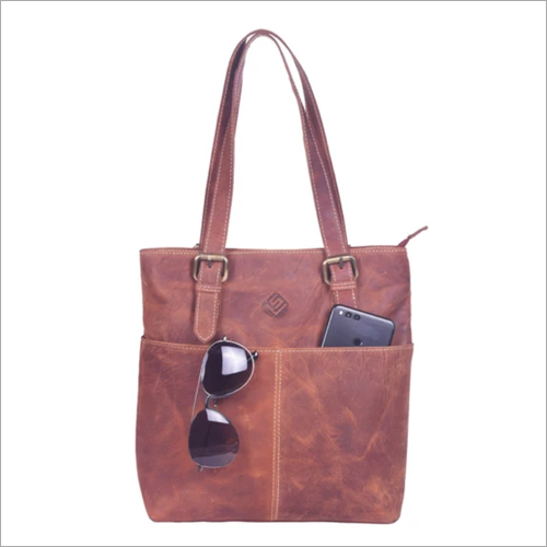 Vintage Brown Leather Tote Bag for Women