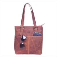 Vintage Brown Leather Tote Bag for Women