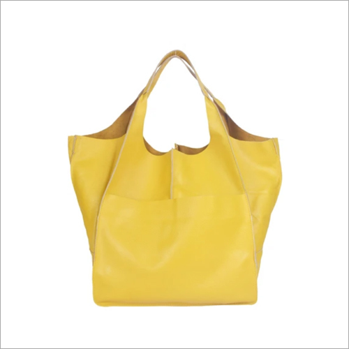 Yellow Oversize Leather Tote Shopper Bag