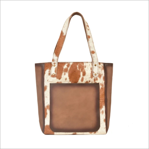 Genuine Leather Tote Raw Edge Shopper Purse for Women