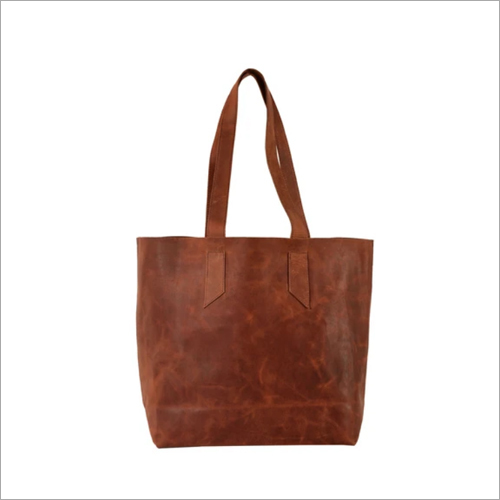 Cognac Brown Distress Leather Tote Bag for Women Raw Edge Shopper Purse Extra Large