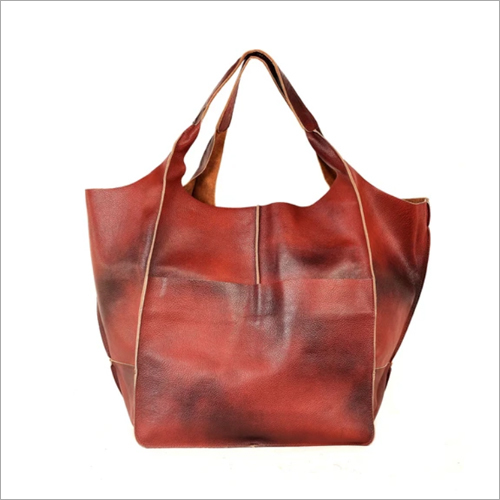 Red Leather Ladies Tote Bag