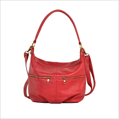 Red Leather Shoulder Hobo Bag