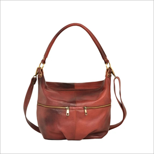 Cognac Brown Leather Hobo Bag