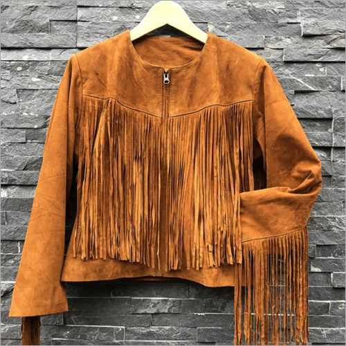Genuine Suede Leather Jacket For Womens Western Fringe Style
