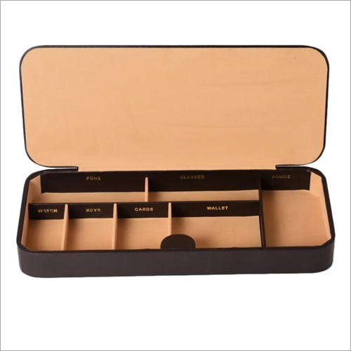 7 Compartment Genuine Leather Desk Organizer Office Table