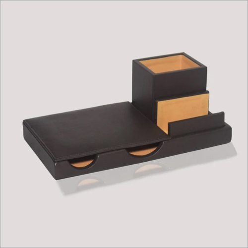 Genuine Leather Desk Organizer Pen Stand Holder