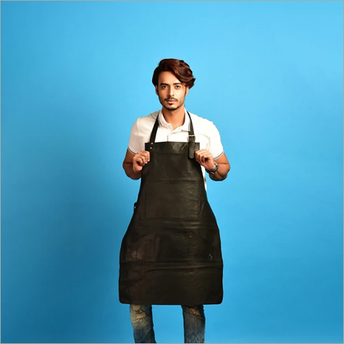 Black Leather Long Multi Pocket Leather Apron