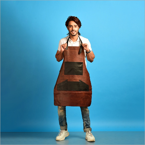Distressed Multi Pocket Leather Apron Brown Top Grain Leather Butchers Apron