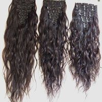 Natural Wavy Clip In Human Hair Extensions