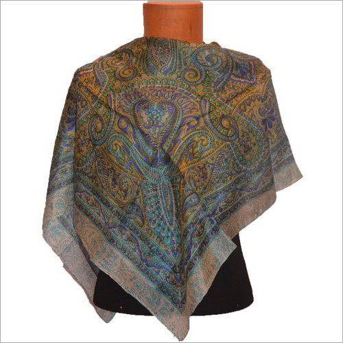 Gray Printed Silk Scarves