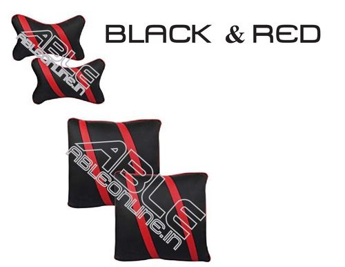 ABLE Classic Cross Cushion And Neckrest Kit ( Black And Red )