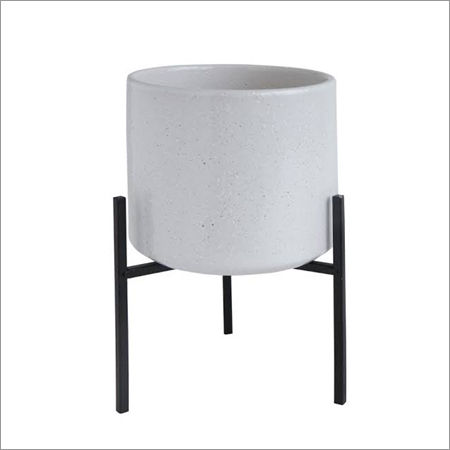 Modern White Cylinder Planter Stand