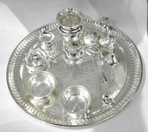 silver plated ganesh laxmi thali