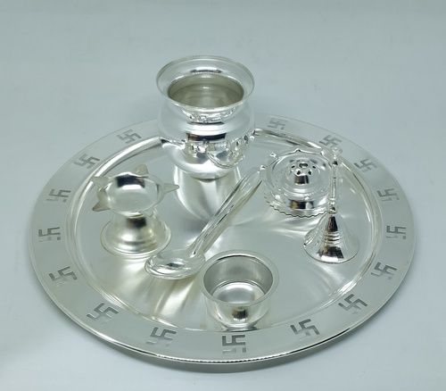 silver plated pooja thali