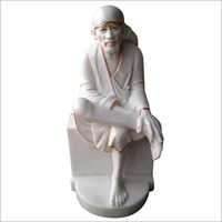 White Marble Sai Baba Statue - 30 Inch, Painted Finish | Elegant Outdoor And Home Decoration