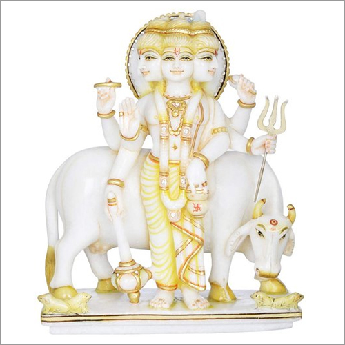 Indian Polished Marble Dattatreya Statue