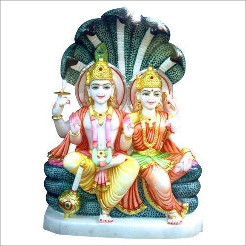 Indian Polished Marble Laxmi Vishnu Statue